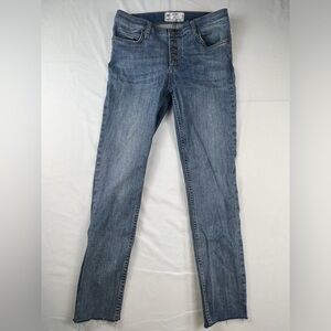 Free People - Women’s Jeans - Medium Blue - W 30 - Button Fly - Distressed